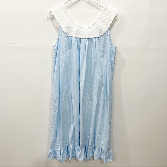 Vintage Long Night Gown Floral Bow Neckline Button Pleated Front - Picture 3 of 7